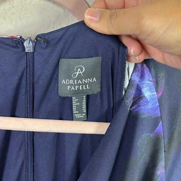 Adrianna Papell Ruffle Hem Dreamy Hibiscus Wrap Dress size 6 - Picture 6 of 16